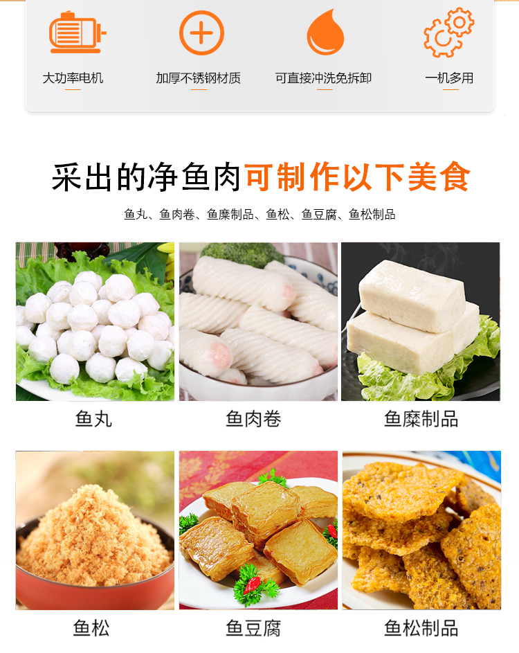 魚肉采肉機生產(chǎn)廠家全自動去魚刺魚皮魚骨的加工魚丸機(圖5)