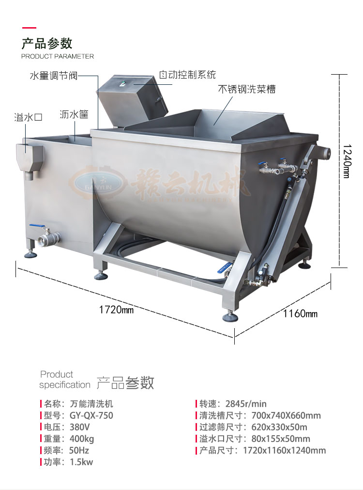 商用全自動(dòng)果蔬清洗機(jī)食堂洗菜機(jī)器多少錢(qián)一臺(tái)(圖7)